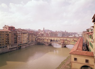 View of the Arno and the Ponte Vecchio by Unbekannt Unbekannt